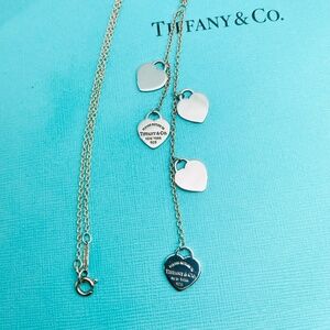 Please Return Tiffany & Co Five Heart Tag Dangle Pendant Necklace in Box 5 Drop